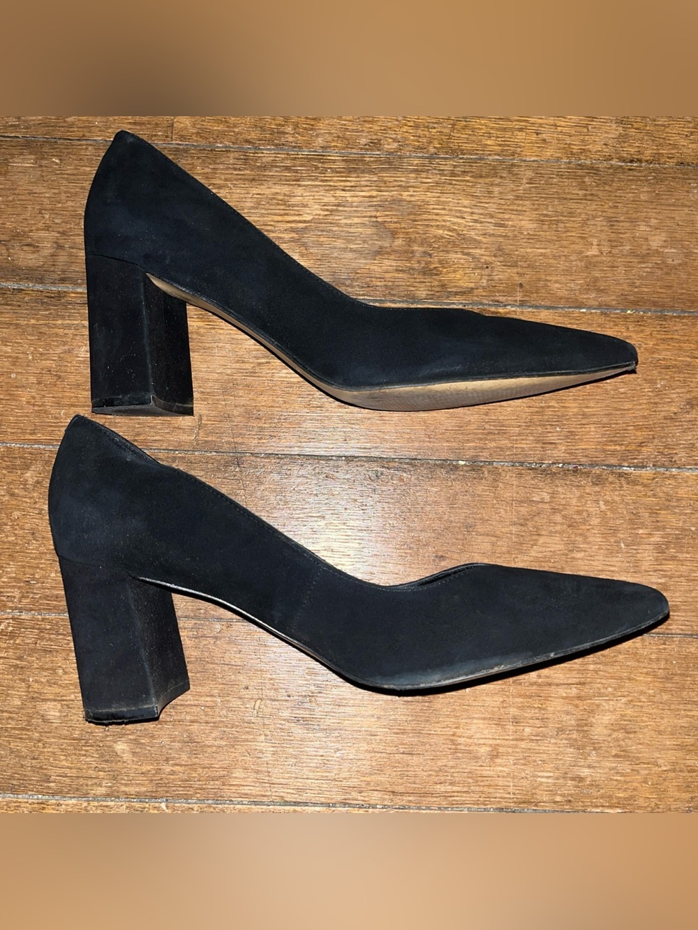 Marc Fisher Black Suede Pointed Toe Block Heel Pumps Size 9.5